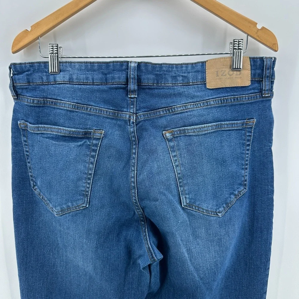 Izod Jeans Mens 36x34‎ Blue Stretch Denim Slim Tapered Fit Mid Rise Classic